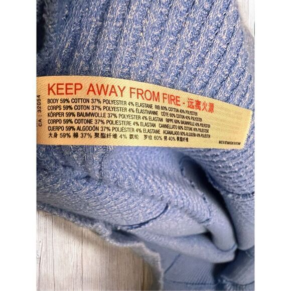 Daily Practice Anthropologie New York Garden Club Blue Waffle V Back L - Picture 7 of 10